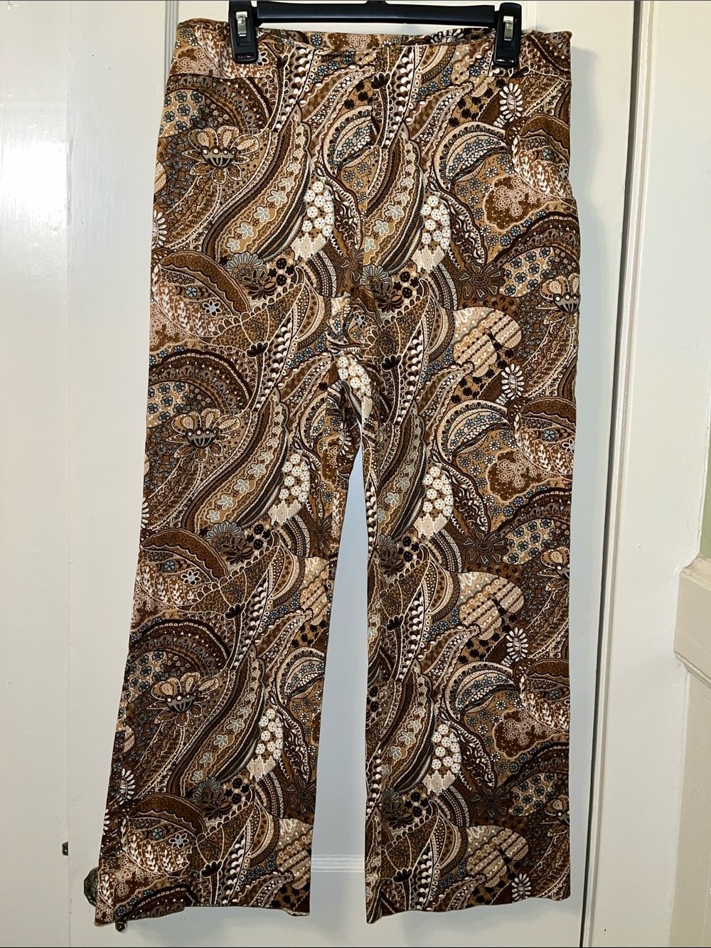 George Paisley Ankle Pants in Brown and Cream with Blue